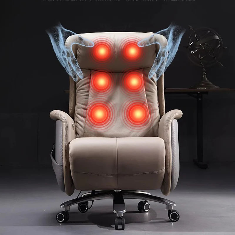 Computer Armchair Solid Wood Frame Furniture 7-Point Vibrating Ergonomic Chair With Wheels Electric Footrest Office Gamer