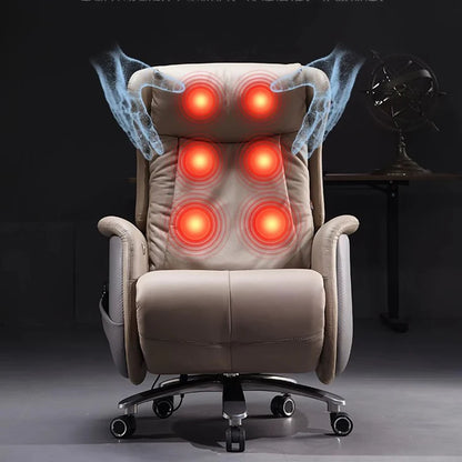 Computer Armchair Solid Wood Frame Furniture 7-Point Vibrating Ergonomic Chair With Wheels Electric Footrest Office Gamer
