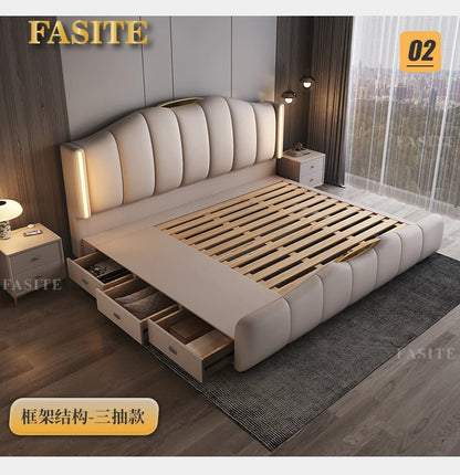 Luxury Frame Double Bed King Size Modern Living Room Frame Double Bed Queen Hotel Princess Cama De Casal Bedroom Furniture