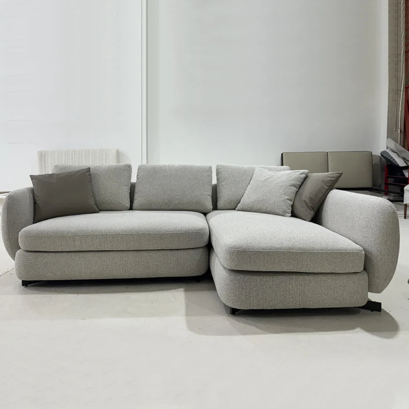 Modern Space Saving Living Room Couch Linen Fabric Sectional Corner Sofa