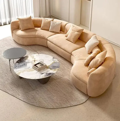Italian Modern Simple Light Luxury Hotel Living Room Cream Style Solid Wood Fabric Sofa