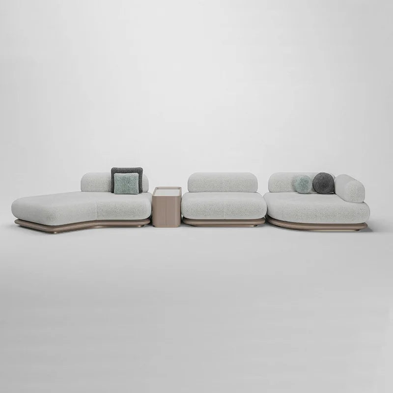 Modern Curved Fabric Sofa – Luxury Modular Sectional Couch, High-End Round Arc Combination for Villa or Living Room