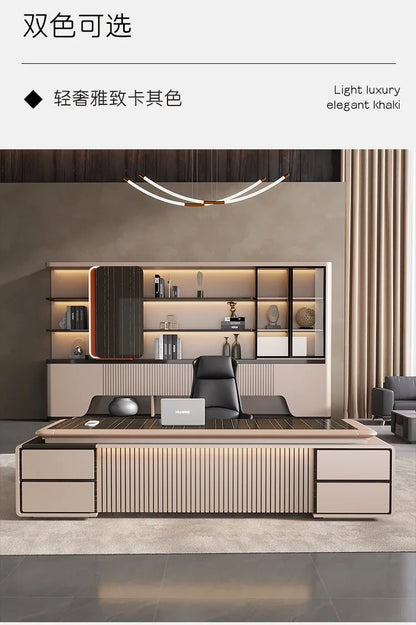 luxury Computer Office Desk Standing L Shaped Writing Boss Table Lift Up Table Gaming Sedentary Filing Cabinet Boss Furniture