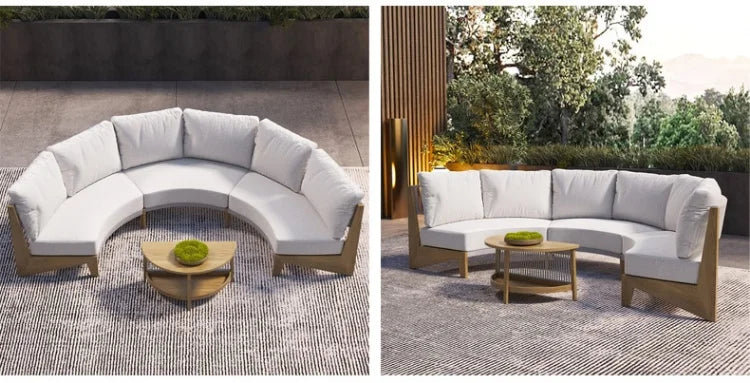 Outdoor garden balcony teak sofa outdoor leisure villa garden courtyard waterproof sunscreen solid wood furniture combination