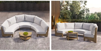 Outdoor garden balcony teak sofa outdoor leisure villa garden courtyard waterproof sunscreen solid wood furniture combination