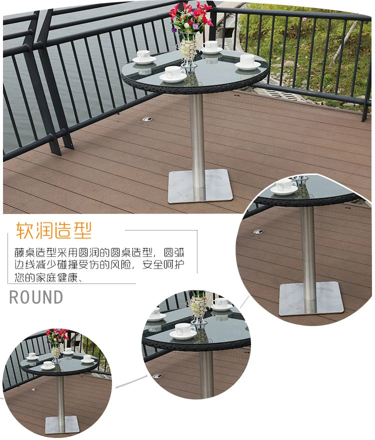 Outdoor leisure courtyard rattan chair five-piece combination outdoor villa open-air balcony creative storage home back chair