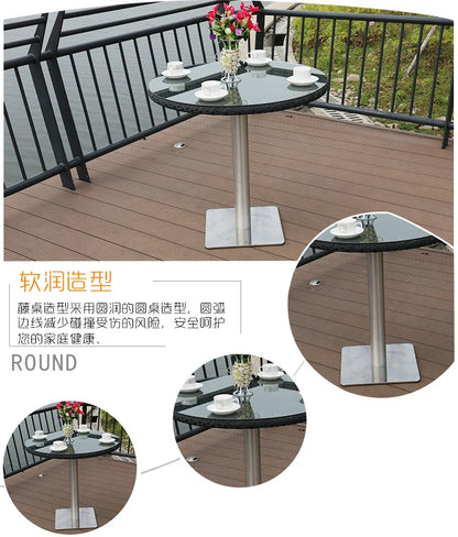 Outdoor leisure courtyard rattan chair five-piece combination outdoor villa open-air balcony creative storage home back chair