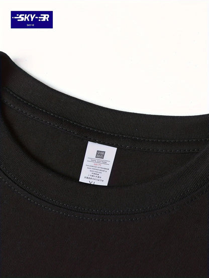 Summer Men's 100% Cotton Casual Sports Loose Large Size Letter Pattern Printed Comfortable Round Neck Short Sleeve T-shirt Top