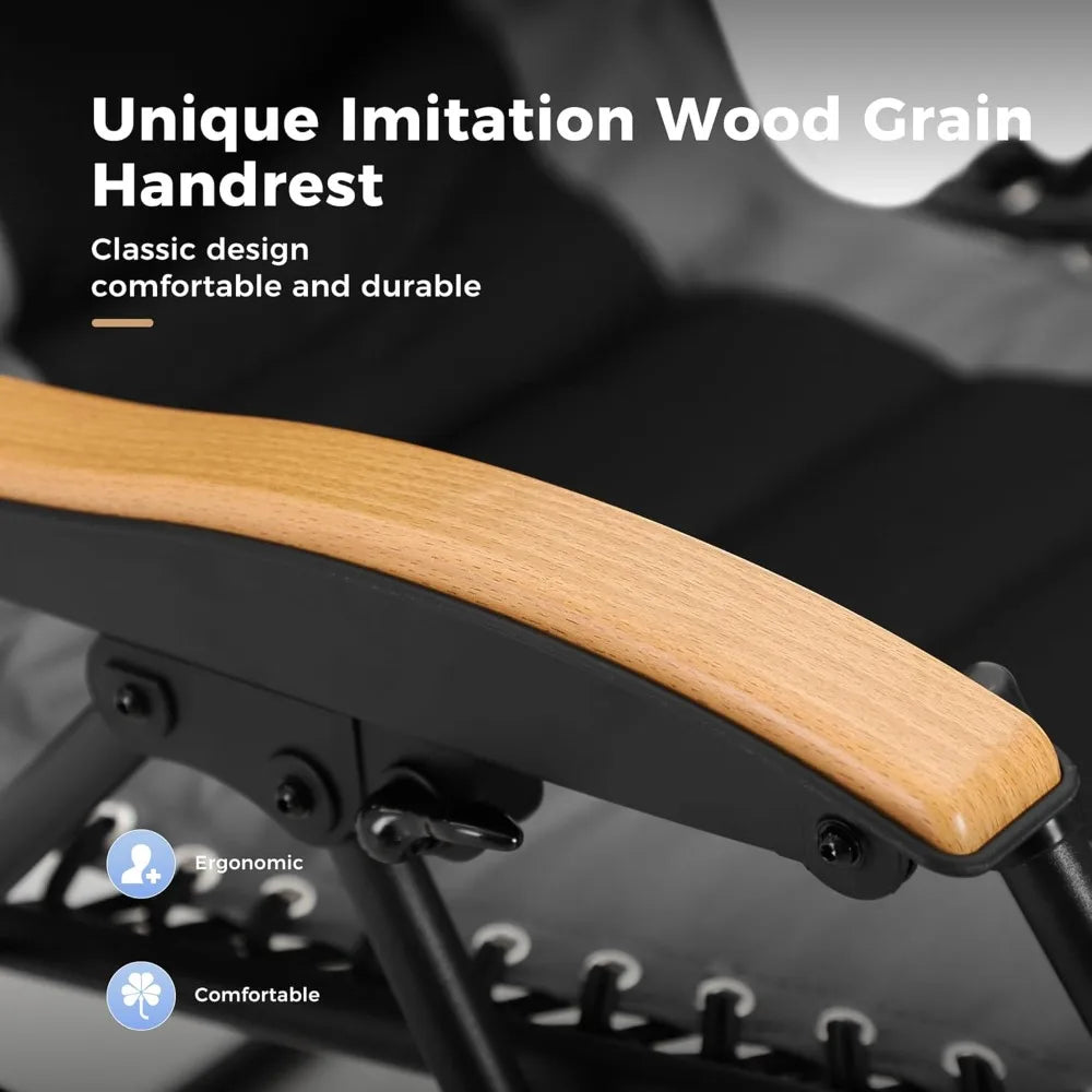 Oversized XXL Padded Zero Gravity Lawn Chair Foldable Recliner 30 Wide Seat Anti Gravity Lounge Chair Outdoor Camp