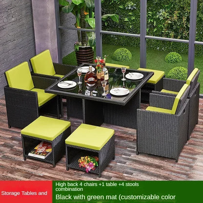 Patio Rattan Furniture Set Modern Open-air Garden Furniture Sets Waterproof and Sun-proof Armchair Leisure Outdoor Table Chairs