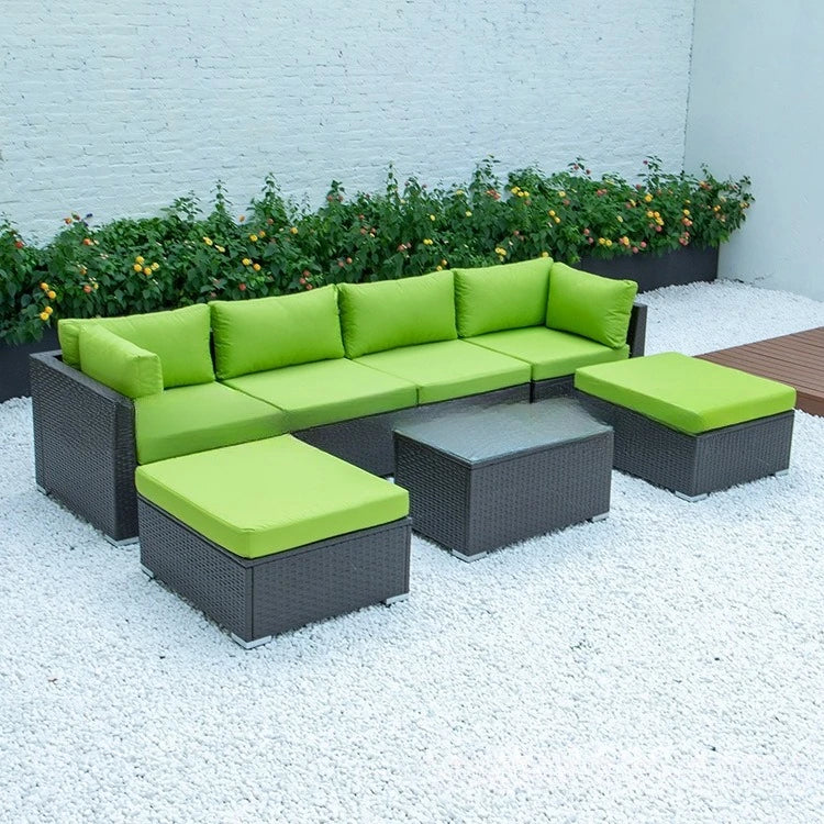 Outdoor Furniture Terrace Swimming Pool Waterproof Table and Chair Corner Armless PE Rattan Chair Sofa Coffee Table Combination