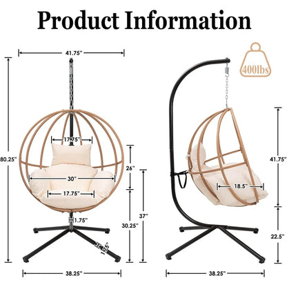 Outdoor Balcony Egg Swing Chair with Cushion for Patio Relaxation
