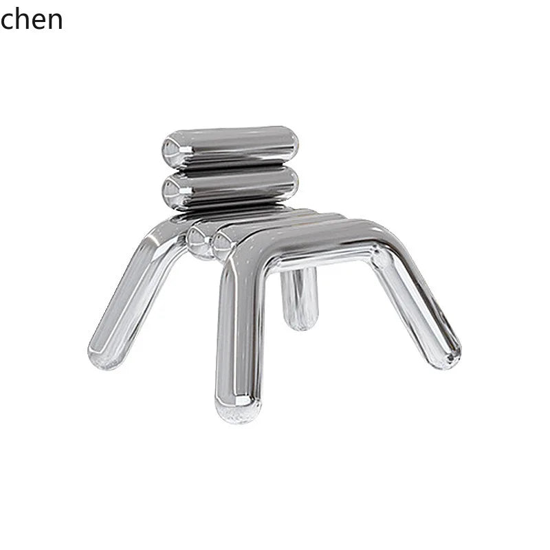 CZ Vintage Stainless Steel Irregular Single Chair Home Backrest Minimalist Industrial Style Restaurant Leisure Dining Chair