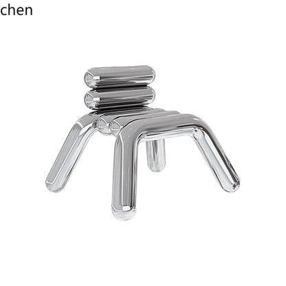 CZ Vintage Stainless Steel Irregular Single Chair Home Backrest Minimalist Industrial Style Restaurant Leisure Dining Chair