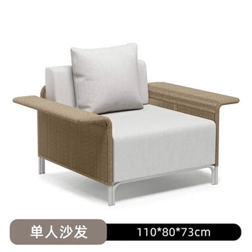 Outdoor Sofa Rattan Courtyard Garden Waterproof and Sunscreen Villa Sofa Simple Combination Rattan Furniture