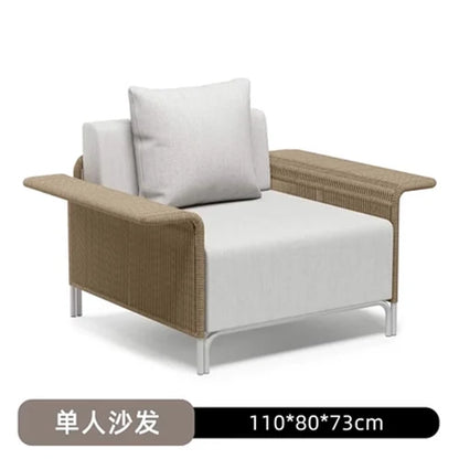 Outdoor Sofa Rattan Courtyard Garden Waterproof and Sunscreen Villa Sofa Simple Combination Rattan Furniture