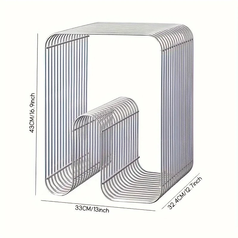 Modern Scandinavian Metal Coffee Table - Sleek Minimalist Living Room Furniture with Magazine & Book Storage Side Table