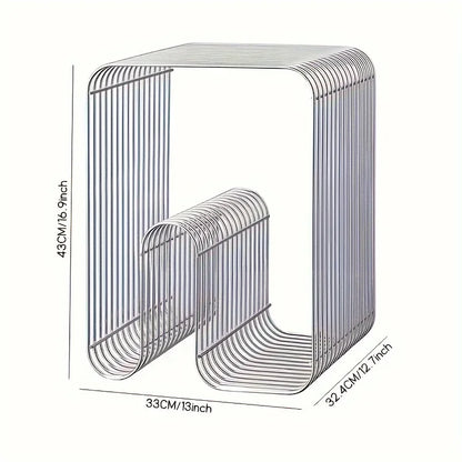 Modern Scandinavian Metal Coffee Table - Sleek Minimalist Living Room Furniture with Magazine & Book Storage Side Table