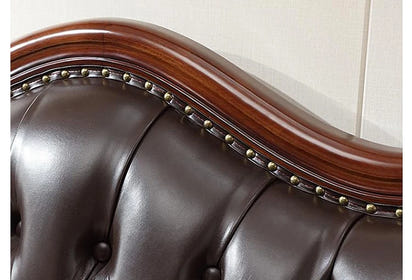 4*American all-solid wood leather sofa European double triple retro modern simple