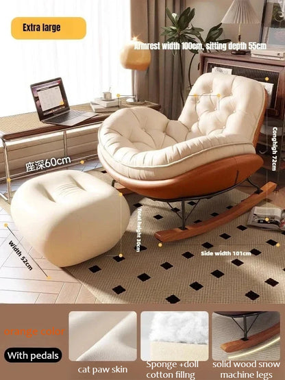 Lazy Sofa Rocking Chair Bedroom Lounge Chair Carefree Adult Living Room Single Balcony Leisure Rocking Chair Recliner Chairs