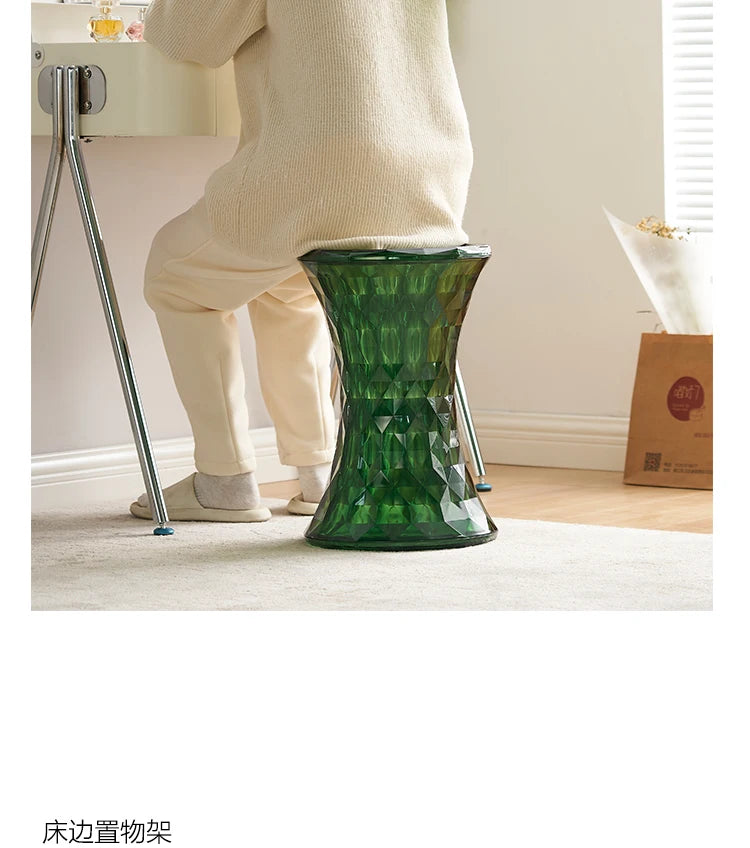Nordic creative crystal stool Nordic simple color transparent bathroom home shoe changing  creative ins low