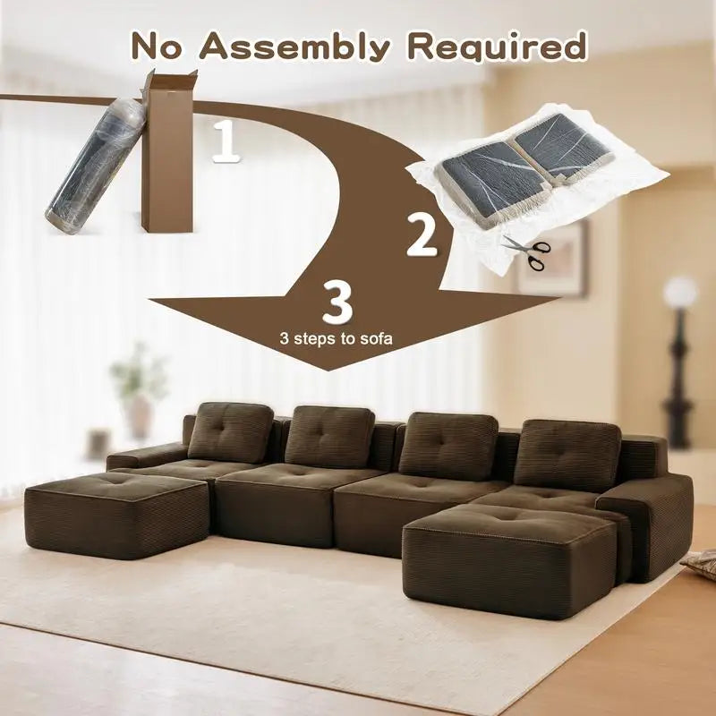 Cloud Modular Sectional Sofa with 2 Storage Ottomans 160.6