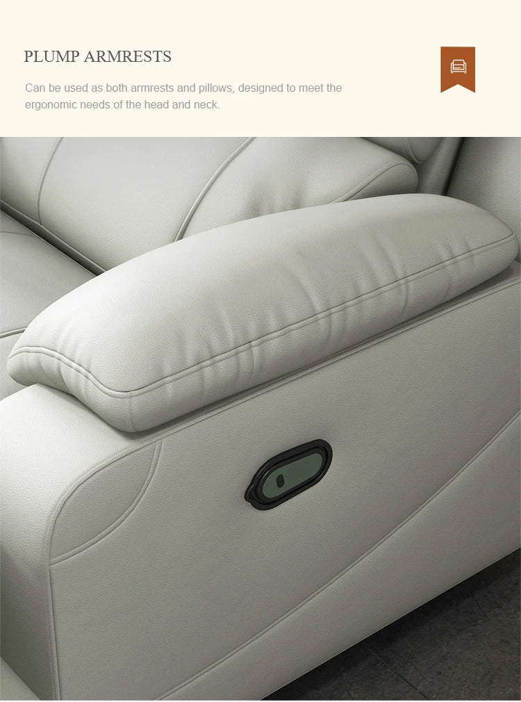Hot Sale Modern Italian Single Electric Sofa Genuine Leather Multi-Functional Recliner with Metal Corner Combination