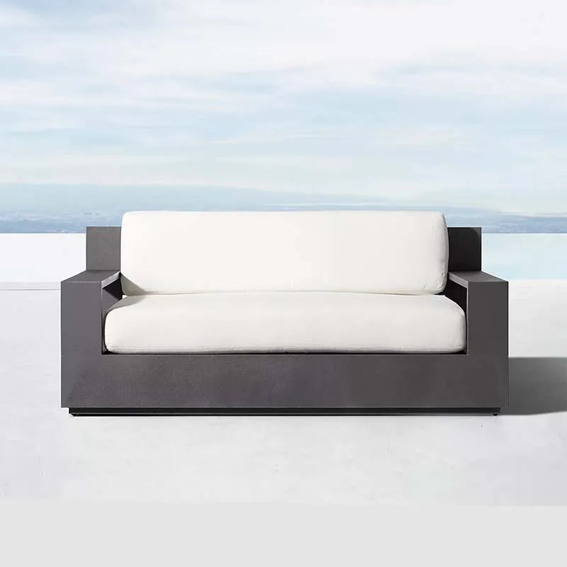 2-Seater Aluminum Outdoor Sofa Waterproof Patio Furniture, UV-Resistant Garden Lounge Chair - Customizable
