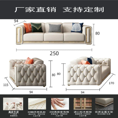 A2-7   new light luxury leather sofa living room combination size modern simple first-layer cowhide sofa