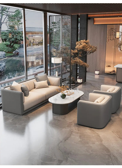 Nordic, light luxury, leisure, hotel, lobby, reception, sofa, combination