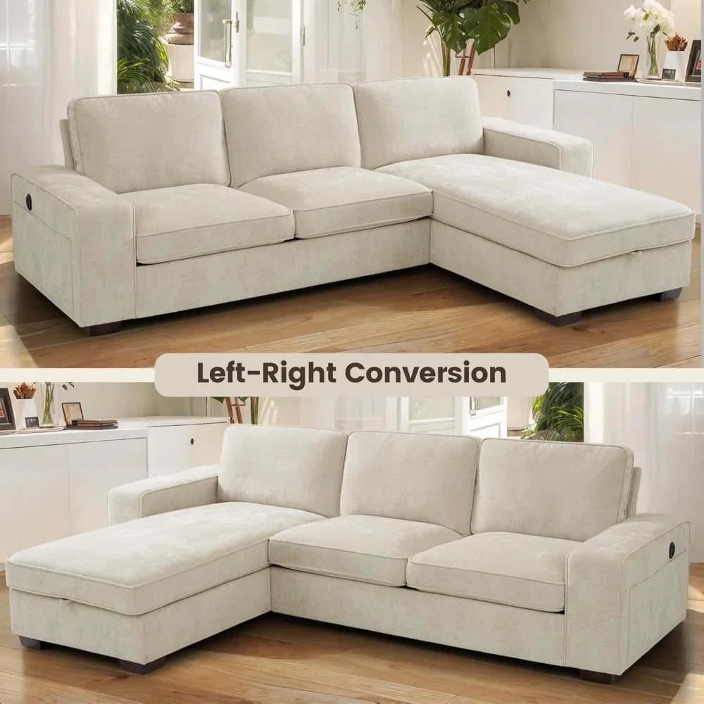 102" Convertible Sectional Sofa Couch with Chaise Storage, Modern L-Shaped Reversible Design, Comfortable Chenille Fabric
