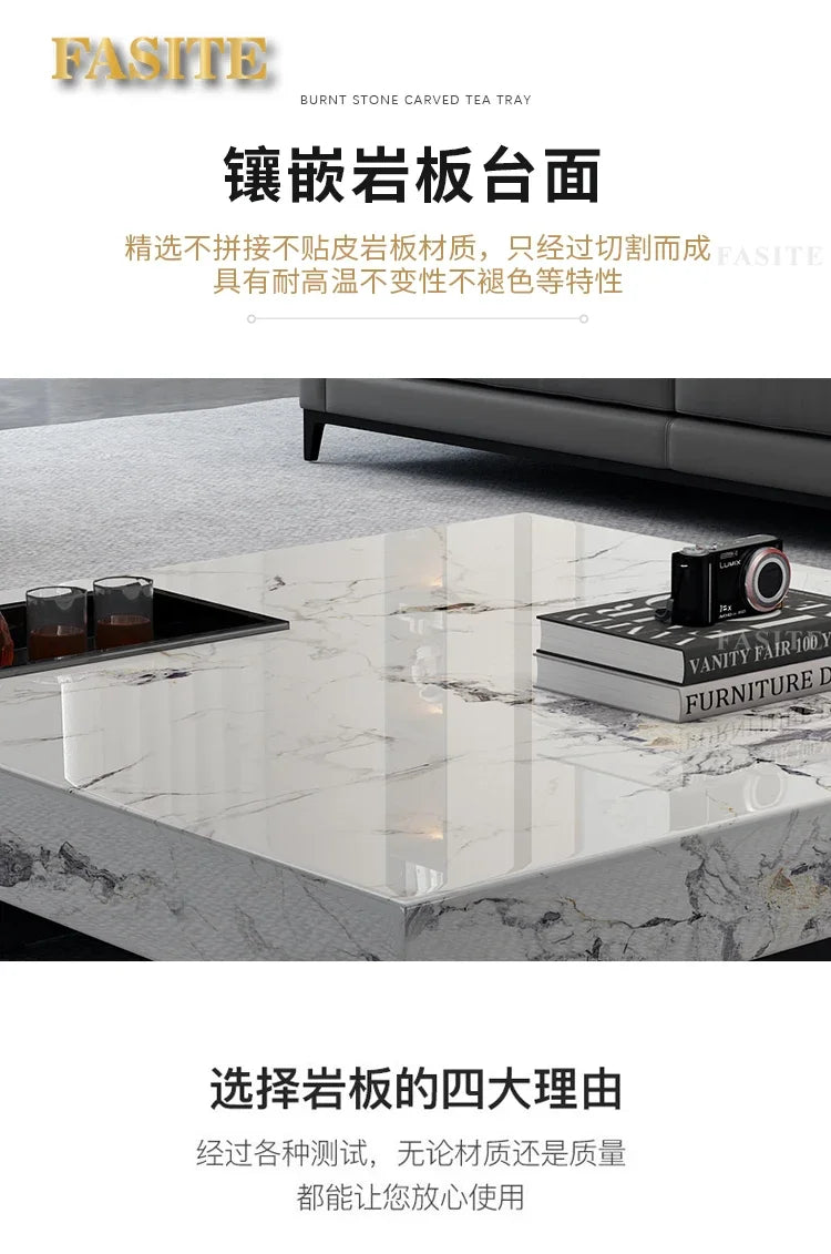 Marble Top Coffee Table Living Room Luxury Stone Rectangular Coffee Table Modern Topper Italian Table Home Furniture
