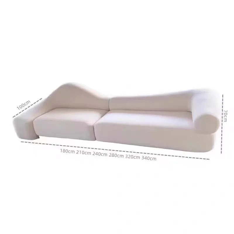 Simple modern special-shaped living room sofa Italian Baxtier designer high-end lamb wool fabric straight-row sofa