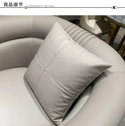 pg55Italian Style Light Luxury Genuine Leather Sofa Villa Living Room Large and Small Suite Combination