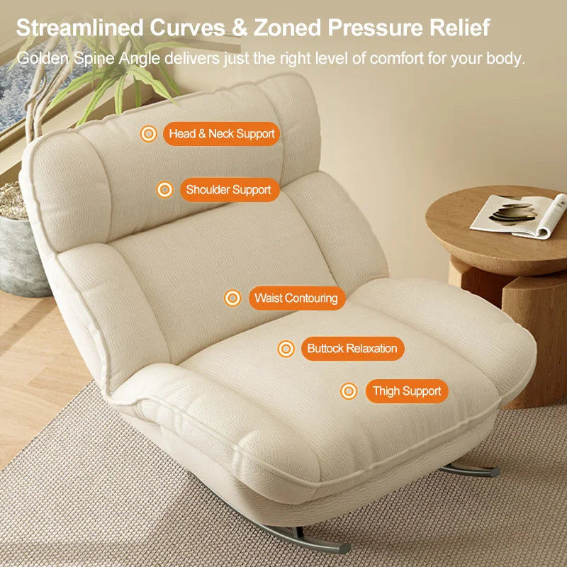 Living Room Luxury Reclining Lounge Chair Adjustable Backrest Rocking Sofa Chair Modern Home Cozy Relaxing Chair with Steel Base
