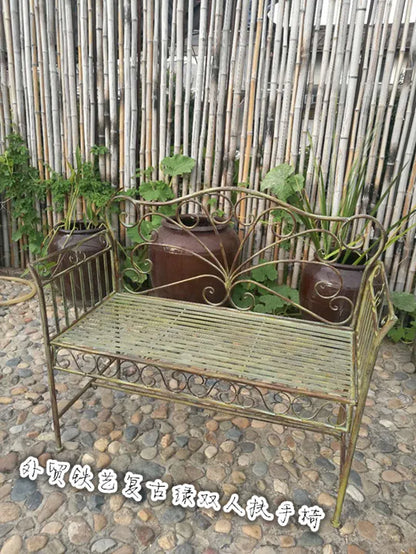 Foreign trade tail order clearance picking up leaks European backrest double chair outdoor courtyard leisure balcony bench park