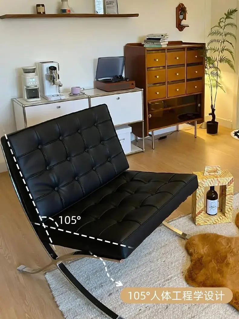 Single sofa, designer, Italian style, living room, leather, light luxury, leisure chair