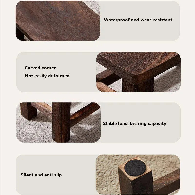 Adult Solid Wood Stool for Daily Use Shoe Changing Step Stool for Kitchen Bathroom Living Room Wooden Household Furniture