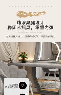 User-friendly Nordic Led Mirror Dressing Table Brown Drawer Bedroom Light Dressing Table Beautiful Storage Furniture Comfy