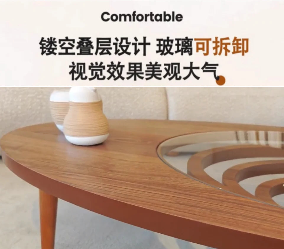 Table basse marron de Style moderne, bois naturel, gain de place, Tables basses de luxe uniques, meubles Per La Casa Saldi