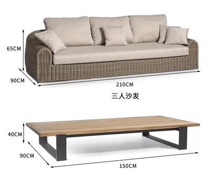 Leisure Rattan Outdoor Sofas Modern Courtyard Terrace Balcony Garden Sofas Accent Banquet Furniture Muebles Jardin Lshysf