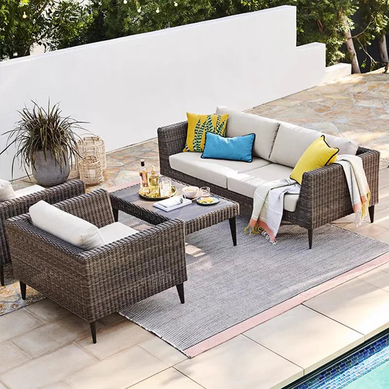 Nordic Outdoor Sofa - Round Rattan-Style Corner Set For Courtyards, Balconies, And Hotels Sun-Resistant