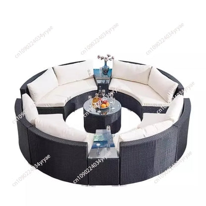 Customizable outdoor garden sofa swimming pool rattan coffee table multi-person combination