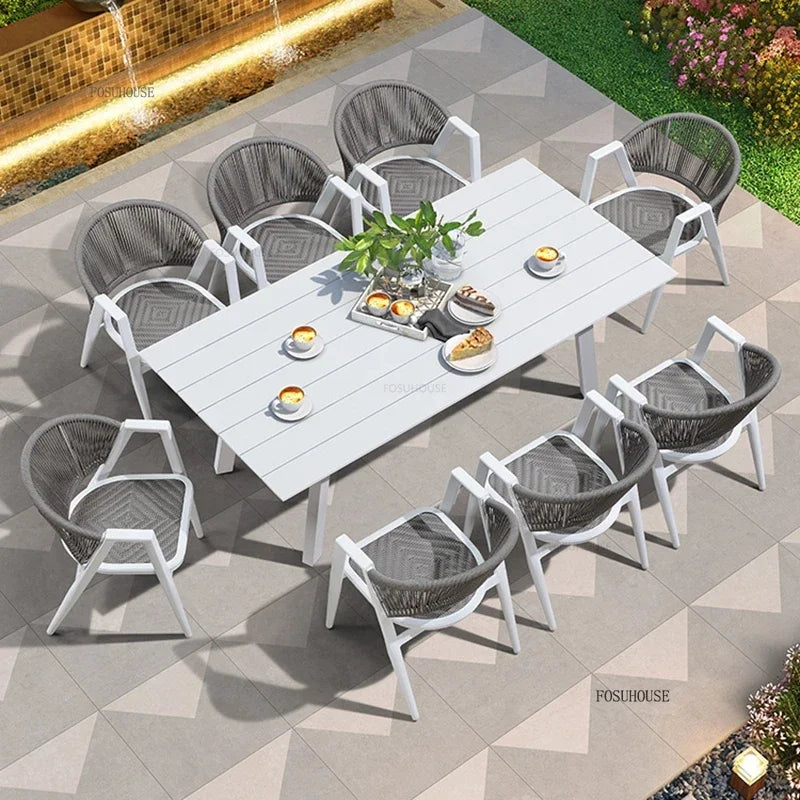 Waterproof and Sun-proof Garden Outdoor Chairs Leisure Outdoor Furniture Aluminum Alloy Chair Modern Patio Balcony Table Chairs
