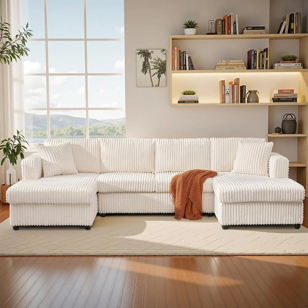 123" U-Shaped Sectional Sofa: Two L-Shape Chaise | 2 Cloud Couch Sectional with Two Pillows | Couches for Living Room
