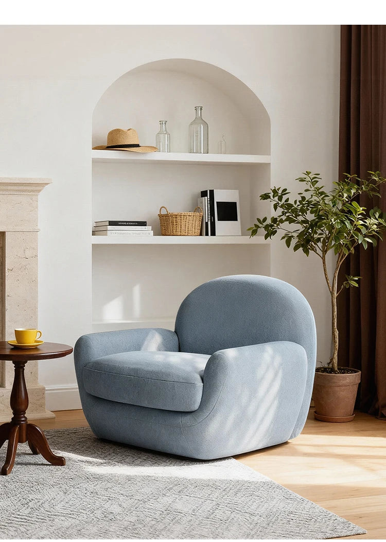 French rotating large single sofa chair designer blue living room leisure balcony bedroom single chair lazy swivel chair