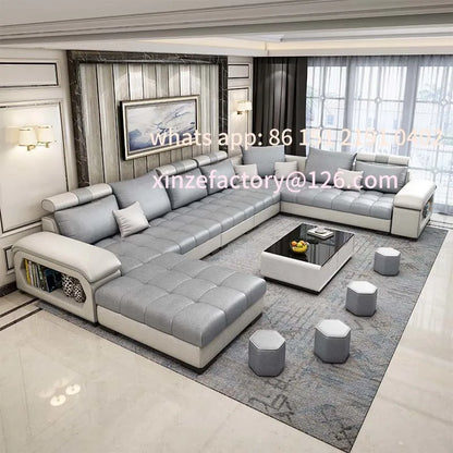 Customizable  Room Sectional Sofa U Shape 7 Seater Fabric Couch Luxury Sofa Set Multifunctional Corner Sofa With US