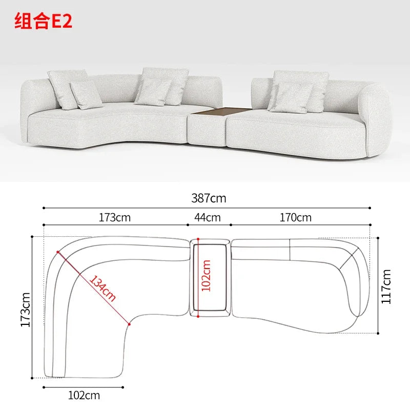 P32 Minimalist sofa large apartment living room special-shaped corner fabric, modular combination sofa