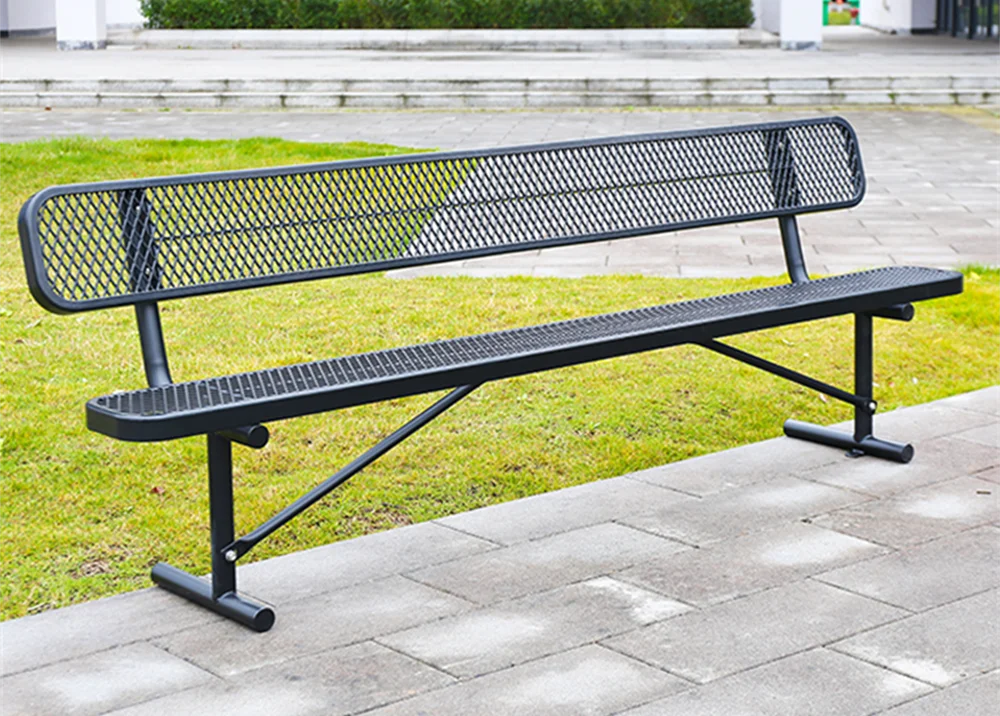Outdoor Public Park 2 Person Steel Commercial Bench Seating Outside Garden Out Door Patio Rustic Metal Seat Bench with Back