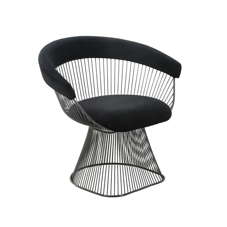 Classical Black Stainless Steel Velvet Upholstery Modern Living Room Single Sofa Chair Designer Lounge Chair Armchair